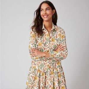 Untuck it A-line Maren Shirt Dress, cream tapestry floral